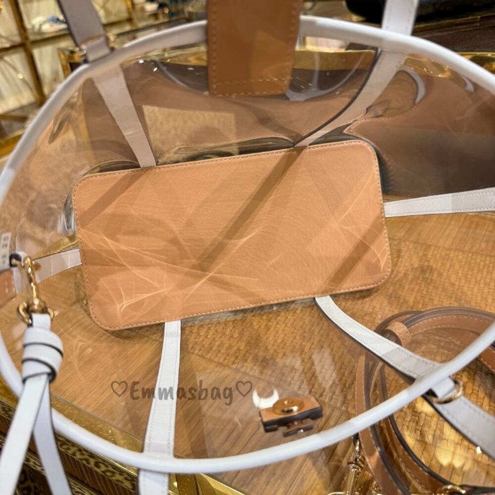 Authentic ‼️Tory Burch Blake Clear Small Tote 156485 $370 Clear / Optic White - Picture 10 of 12